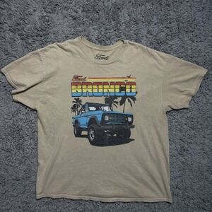 Ford Officially Licensed Blue Ford Bronco Beach Graphic Tee Tan Size XL